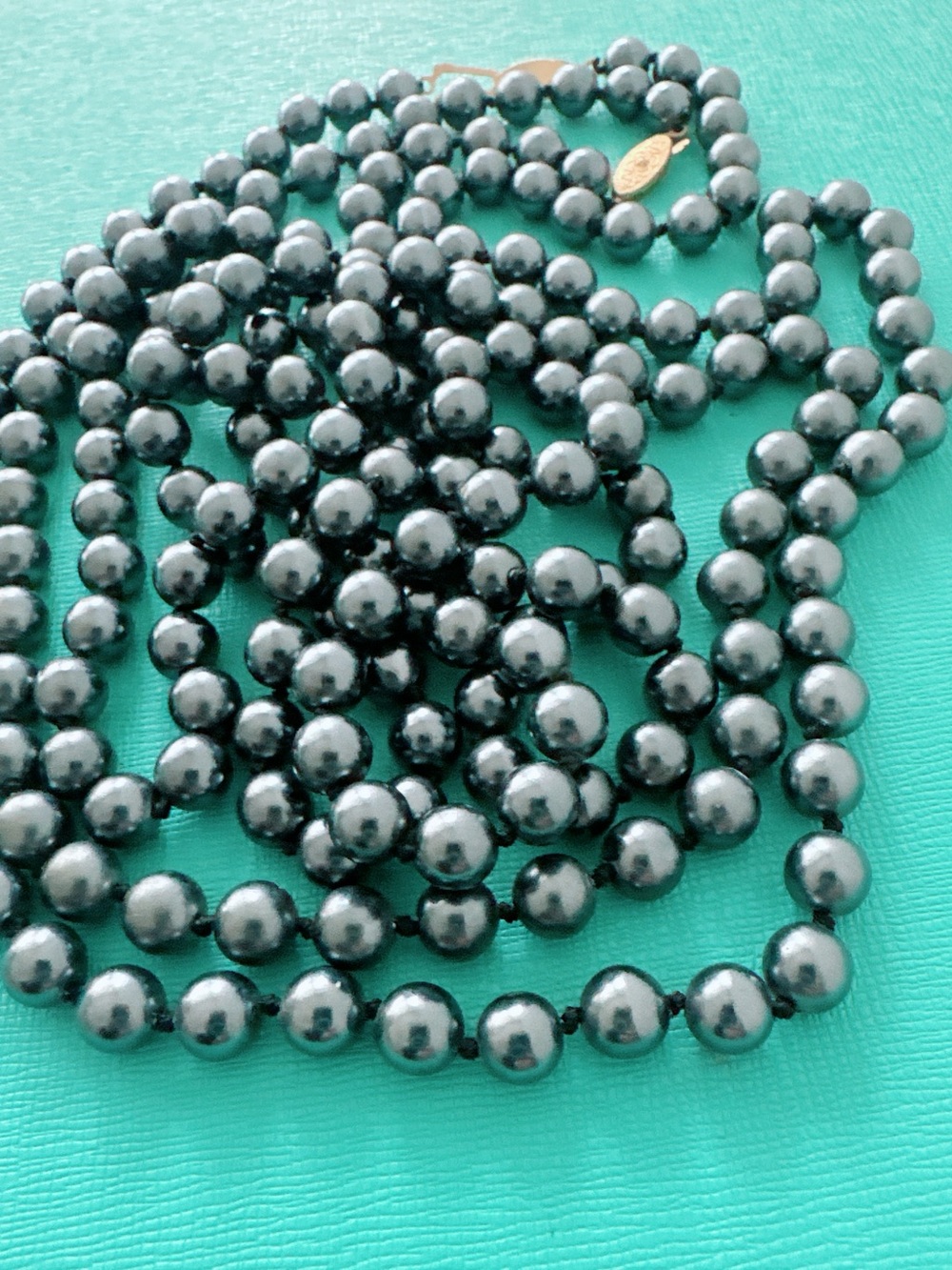 Lot of 3 Peacock/Gray 8MM Pearl Bead Necklace